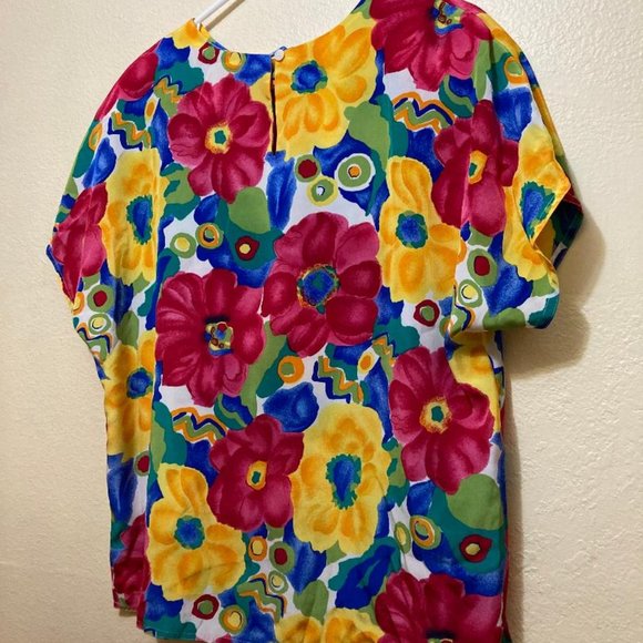 Vintage La Chine Classic By Galinda Wang Women's Floral Polyester Blouse Size M - Picture 3 of 3
